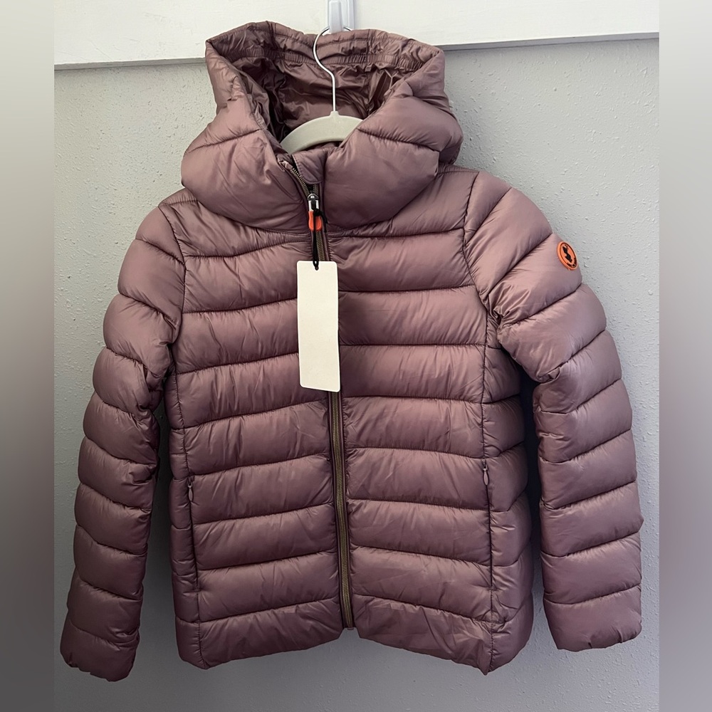 SAVE THE DUCK Girls Bibi Puffer Jacket In Misty Rose Size 12 New